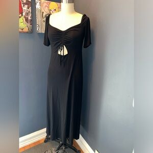 Old Navy Black Cotton Midi Dress with keyhole Opening Medium